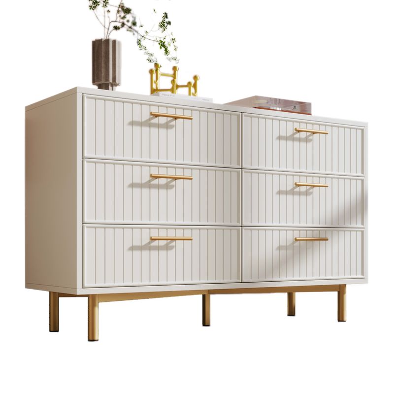 Commode 6 tiroirs, meuble haut blanc pour chambre et salon, 75 x 120 x 40 cm_voghion.com