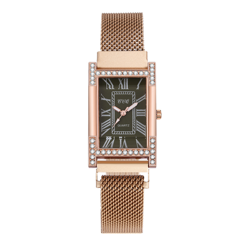 Orologio da vento fresco da donna al quarzo con cinturino in maglia in lega di Mila, tempo digitale romano, alla moda, di nuova moda_voghion.com