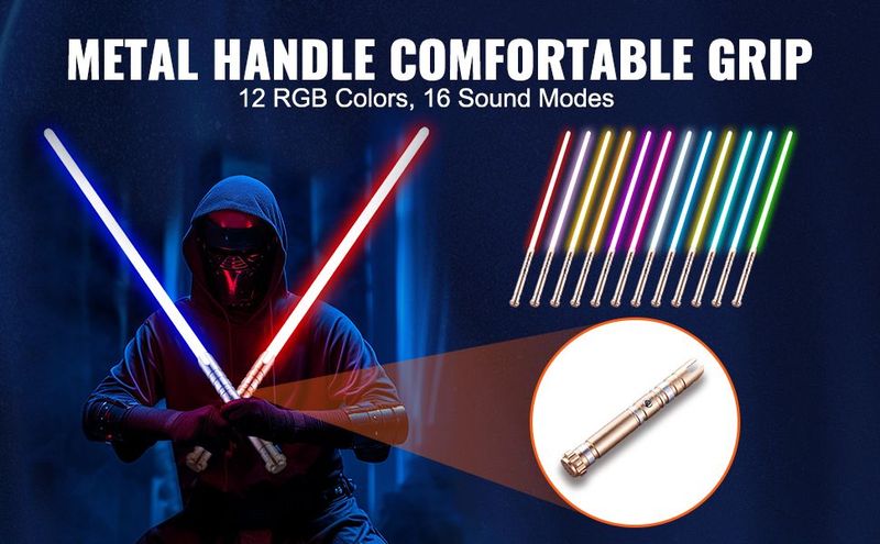 Lightsaber 12 RGB Colors 41" Mute Sound Rechargeable Dueling Light Saber_voghion.com