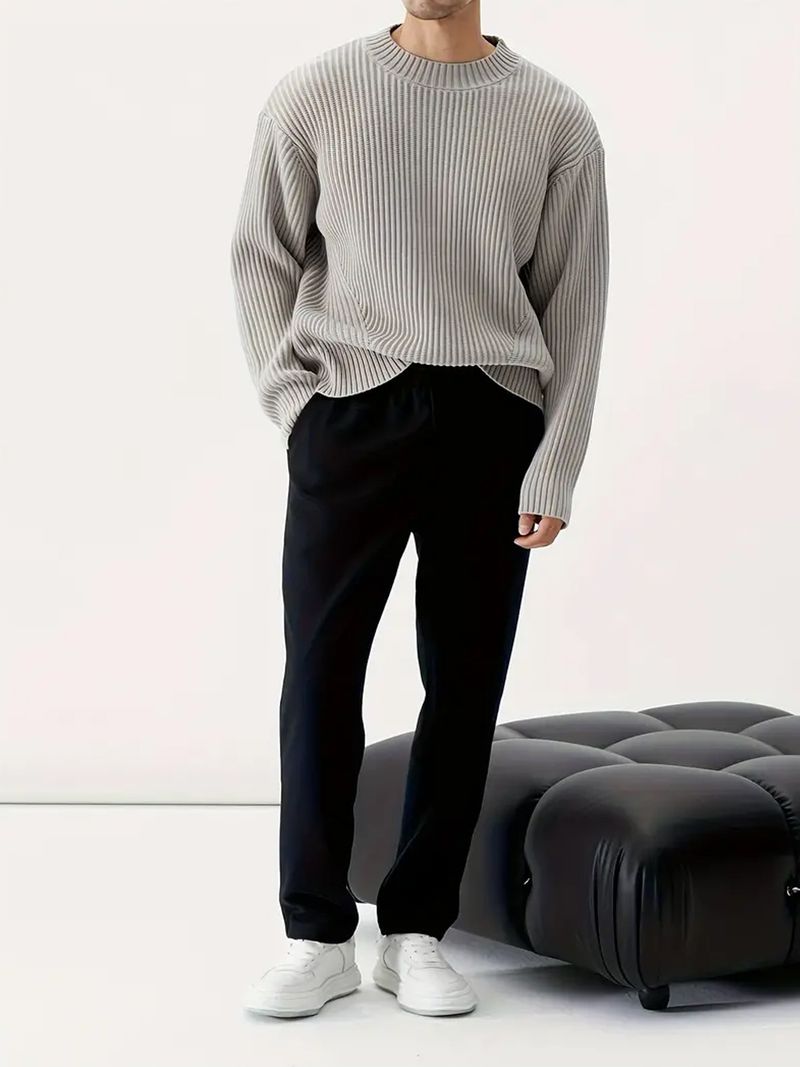 2024 Autumn Winter Loose Casual Style Versatile Pullover Thick Knitted Ins Round Neck Korean Trendy Sweater For Men_voghion.com