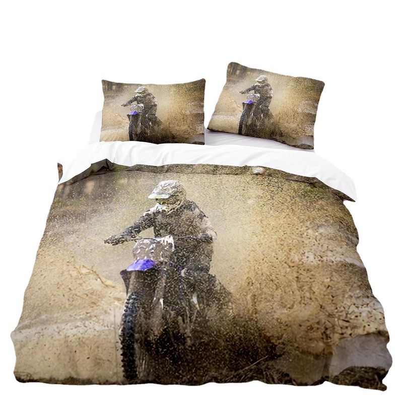 Kit tessile per la casa, set biancheria da letto per moto sportiva, set tre pezzi con stampa digitale_voghion.com