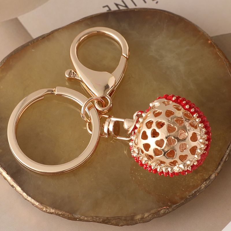 Diamond-Studded Lychee-Patterned Women's Handbag Pendant Keyring Ring_voghion.com