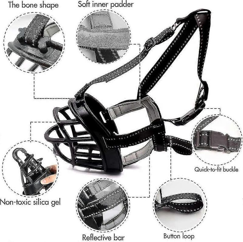 Bozal de canasta suave para perros, ajuste seguro y cómodo, mejor prevención de mordeduras, masticaciones y ladridos_voghion.com