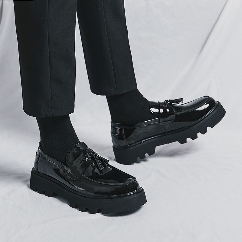 TerraStride Herren-Loafer im neuen britischen Stil, Business- und formelle Schuhe, glänzend, Slip-On, dicke Sohle, höhenverstellbar, lässige Lederschuhe_voghion.com