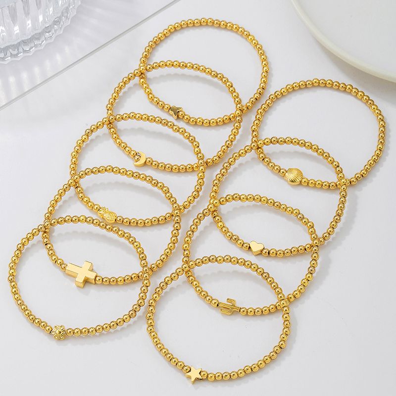 Beaded Stacked Bracelet Female Elastic Moon Cross Cactus Shell Love Bracelet Female_voghion.com