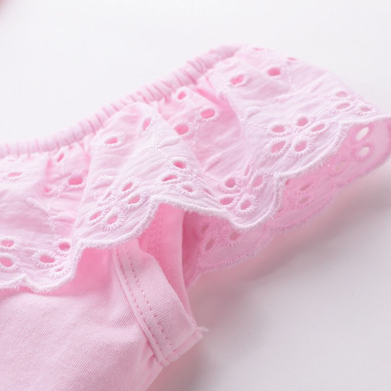 Mother&Kids Children's summer set solid color single strap sleeveless lace top denim shorts two pieces_voghion.com