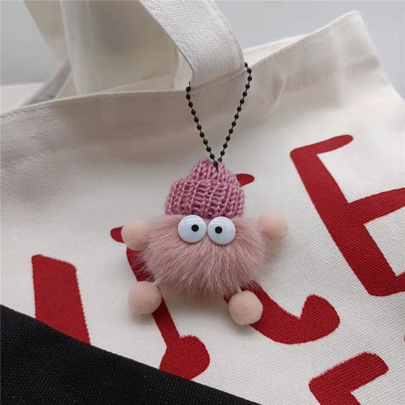 Dumb Small Coal Ball Plush Pendant Car Key Chain Pendant Cartoon Pendant Net Red Bag Plush Pendant_voghion.com