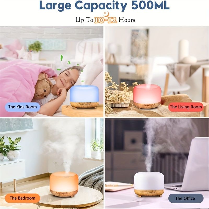 500ml USB Essential Oil Diffuser With Timer & Color Changing LED Lights, Quiet Operation For Home/Office/Hotel_voghion.com
