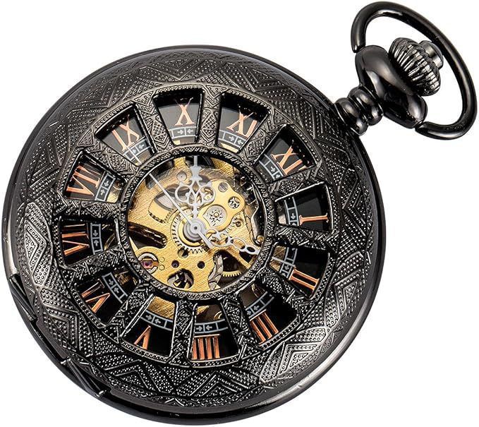 Silver Double Open Cover Carved Hollow Mechanical Men Women Student Gift Commemorative Pocket Watch_voghion.com