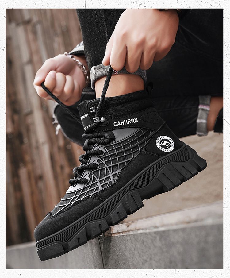 Herren High-Top Freizeitstiefel – Vintage Arbeitsstiefel im britischen Stil mit dicker Sohle, rutschfest und höhenverstellbar, Retro Martin Stiefel für Herbst und Winter_voghion.com