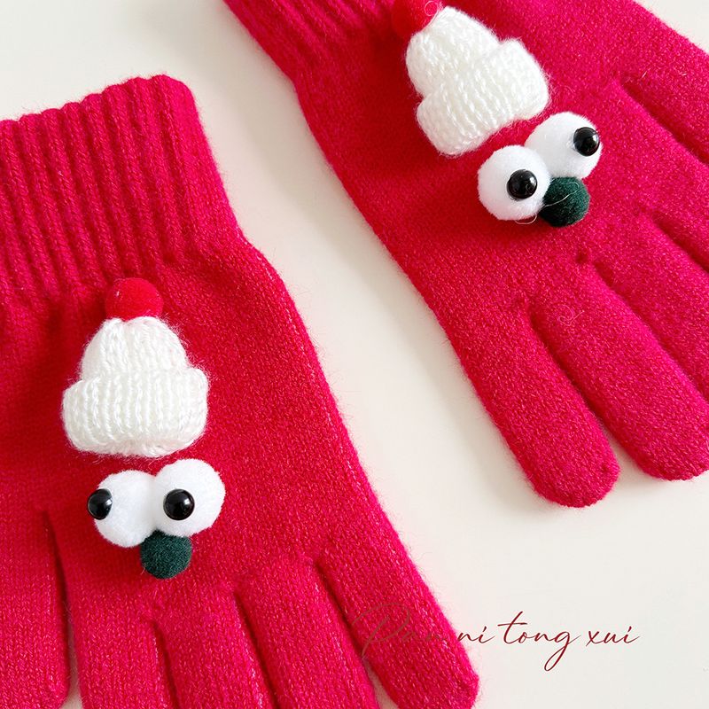 Nowe 2024 Boże Narodzenie Czerwone Rękawiczki Palcowe Damskie Zimowe Studentki Urocza Para Koreańska Wersja Grube Ciepło Rowerowe Dotykowe_voghion.com