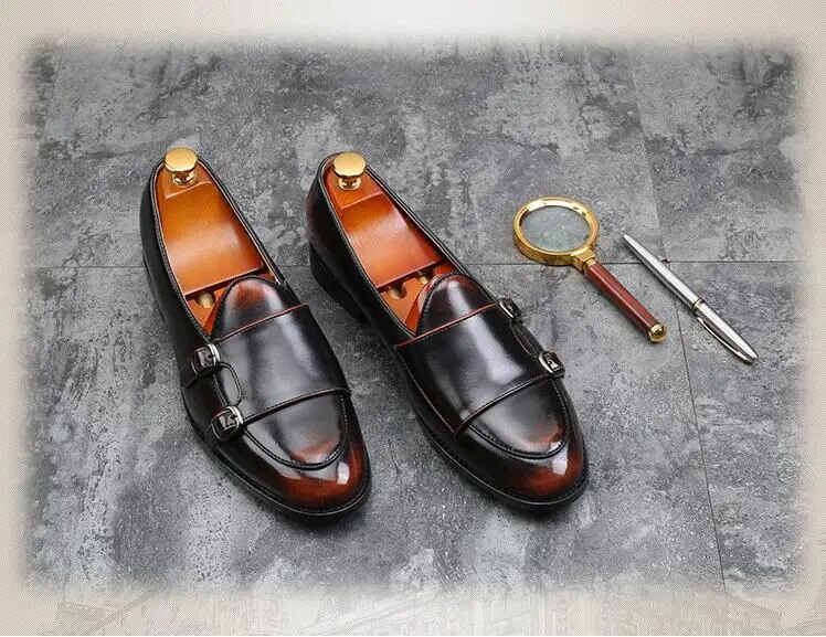 Herre Retro Patina Casual Skinnsko Trendy Spenne Fest Bryllupssko Herre Kjøresko Herre Mokkasiner Loafers EU Størrelser 37-48_voghion.com
