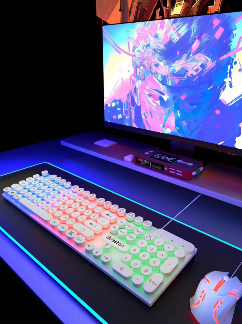 Tastiera e mouse cablati universali per computer desktop e laptop con illuminazione e sensazione meccanica da gioco_voghion.com
