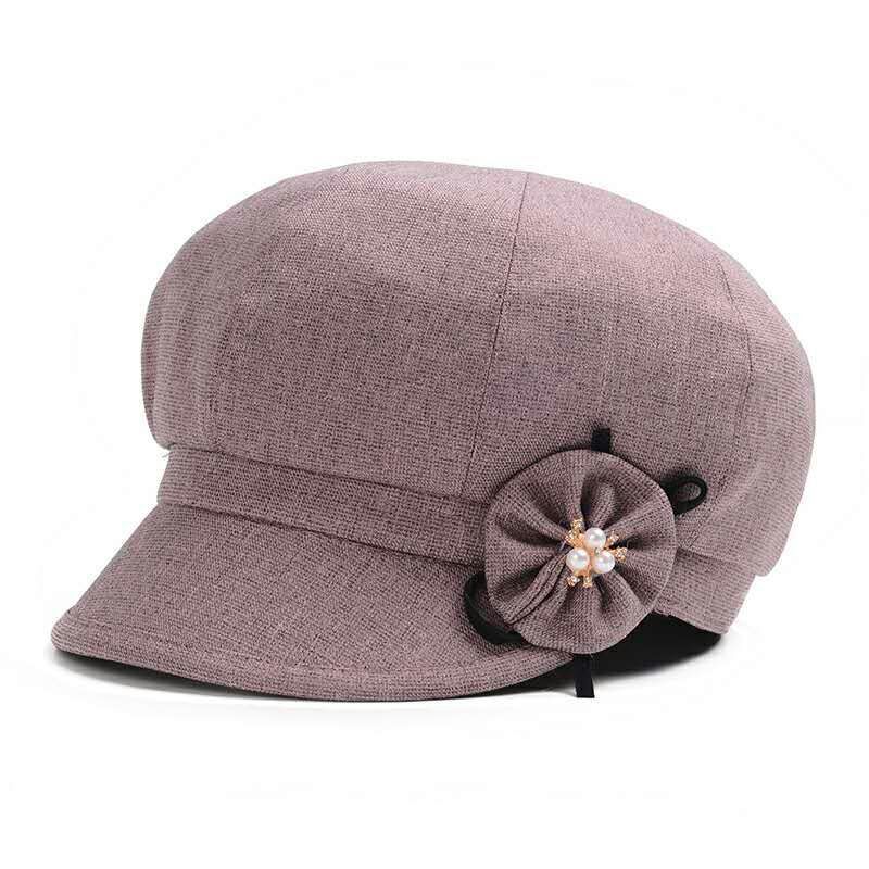 Elderly Beret Spring And Autumn Casual Mom Grandma Octagonal Round Top Flat Brim Women's Mother-in-law Hat_voghion.com