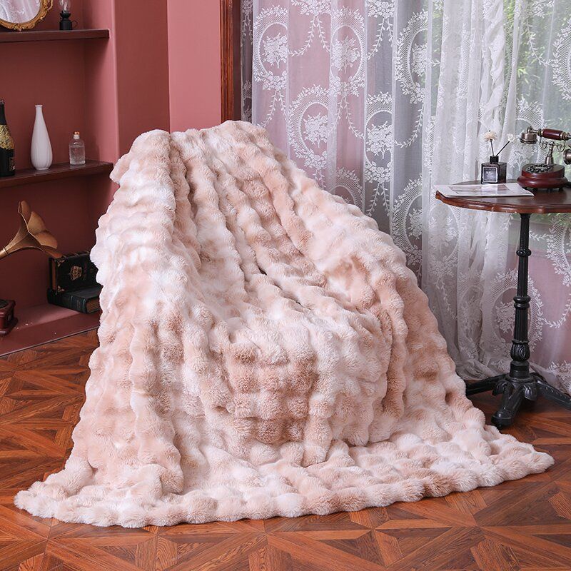 Verdickte, warme Batikdecke im Ins-Stil für Herbst und Winter, Bubble-Samt, große Batikdecke aus Kaninchenfell, Plüsch-Sofabezug_voghion.com