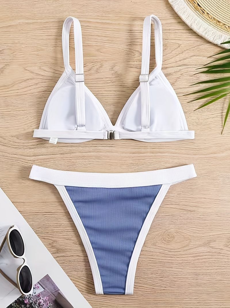 Damenbekleidung Heißer Verkauf Farbabstimmung Split Bikini Badeanzug Damen Badeanzug Sexy Sling Backless Beachwear_voghion.com