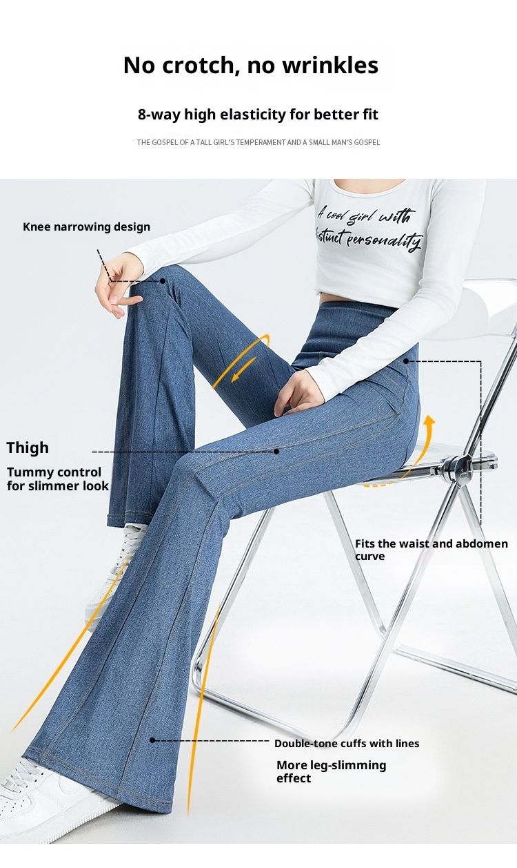 RenMou Slim Fit Jeans mit hoher Taille, Bauchkontrolle, Po-Lift, ausgestellt, neuer Stil, Damen-Flare, lange Yoga-Hose für den Herbst_voghion.com