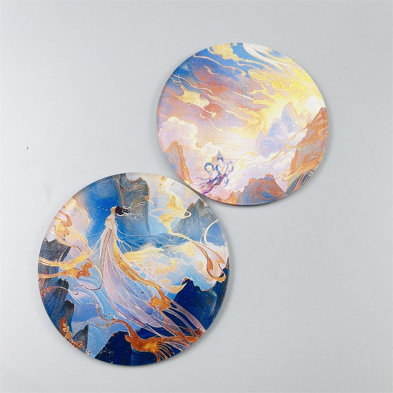 Ink Painting Acrylic Coasters - Heat-Resistant & Non-Slip Round Drink Mats (Set Of 4) - Traditional Oriental Home Decor For Tea & Coffee_voghion.com