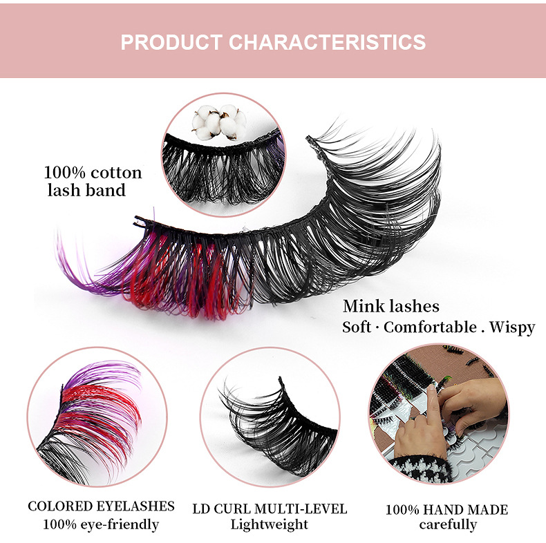 Barbe Colorful Eyelashes Russian Eyelashes Curl Naturally Thick Seven Pairs of Colored Eyelash_voghion.com