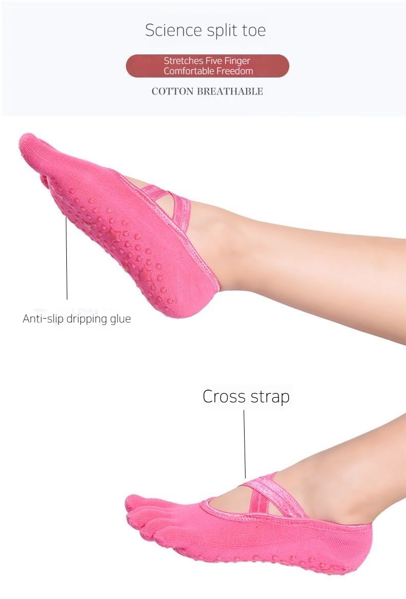 Pilates Five Finger Professional Non Slip Summer Yoga Socks_voghion.com