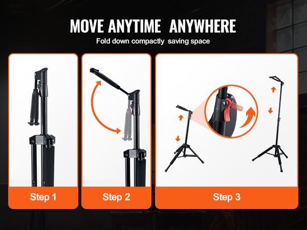 VEVOR Tripod Guitar Stand Floor-Standing Foldable 35.4-47.2 In Adjustable Height_voghion.com