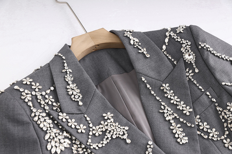 Women's Clothing Middle Eastern Style Super Heavy Beaded Suit Dress Gray Temperament Dress Skirt_voghion.com