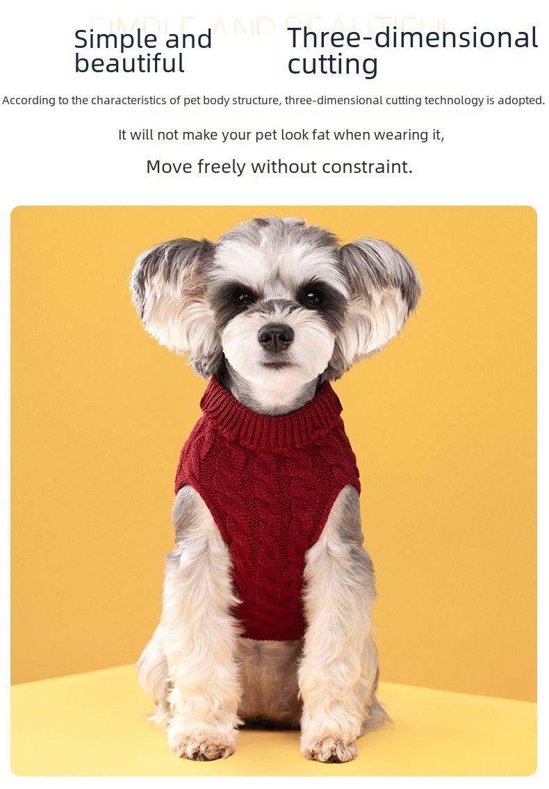 Autumn and Winter new fashion candy color sweater dog cute pet warm clothes solid color twist knitted pullover wholesale_voghion.com