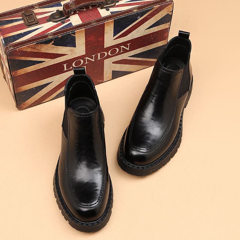 Martin Boots Herren Ärmel Chelsea Braun Herrenstiefel Mid-Wind Casual Lederstiefel_voghion.com