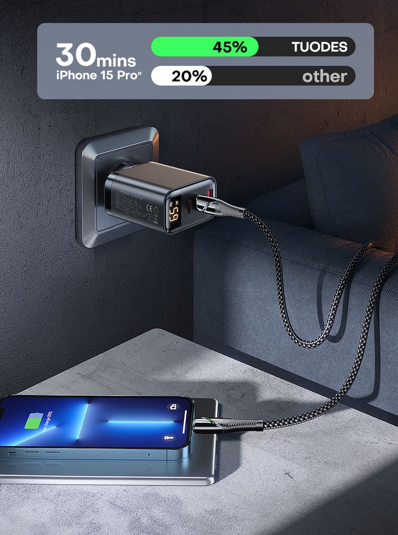 65W GaN Charger PPS PD USB Type C Fast Charging QC4.0 Quick Charge For IPhone 17 Book Air Tablet Samsung Xiaomi_voghion.com