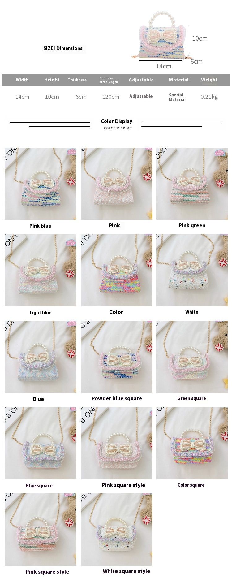 Andralyn Bērnu soma Modes plecu soma karikatūra Pearl Bow Crossbody Bag Mini Princess Zero Wallet_voghion.com