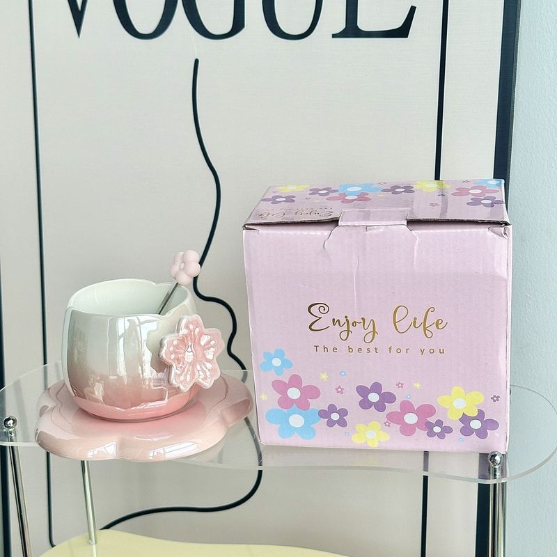 Nordic Style Gradient Coffee Cup And Saucer Exquisite Office Afternoon Tea Mug Women's Practical Gift For Bridesmaids_voghion.com