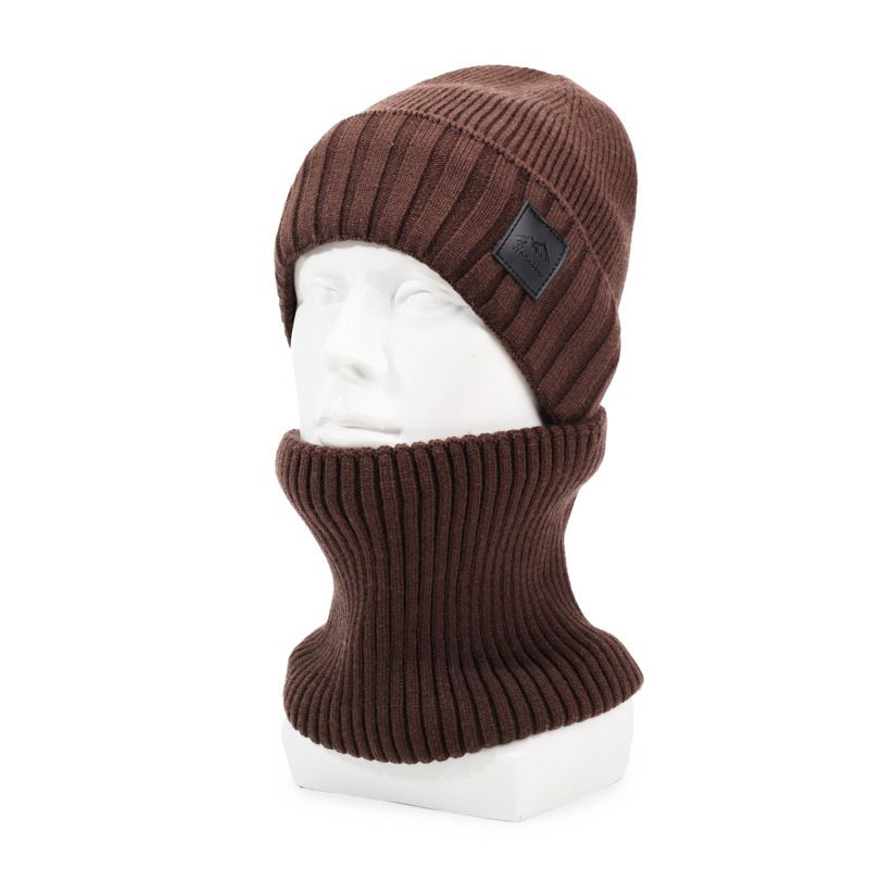 Ski-Winter-Kälteschutz, warm, Kerngarn, gestrickte Wolle, Herren und Damen, plus Samt-Gehörschutz, winddichter Kopfwickelhut_voghion.com