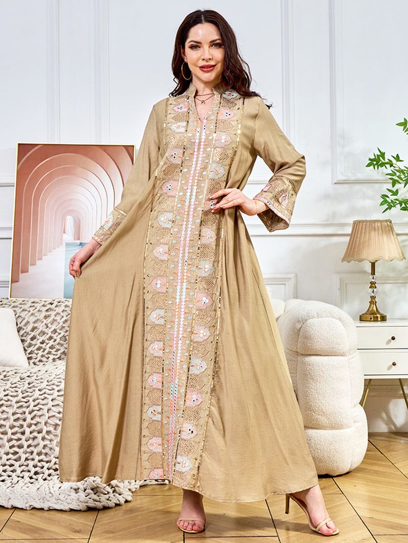 Women's Clothing Middle East Robe Clothing Dubai Women's New Fashion Sequin Evening Dress Muslim Dress Abaya_voghion.com