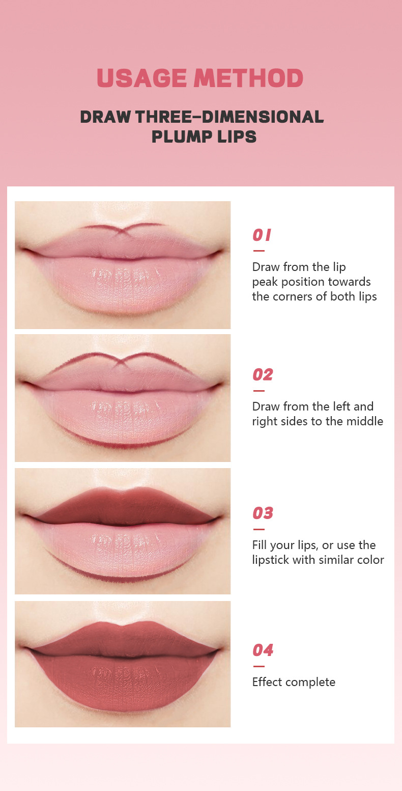 Pudaier Stift, wasserfest, antihaftbeschichtet, matte Lipliner-Linie, Haken-Lippenstift-Make-up_voghion.com