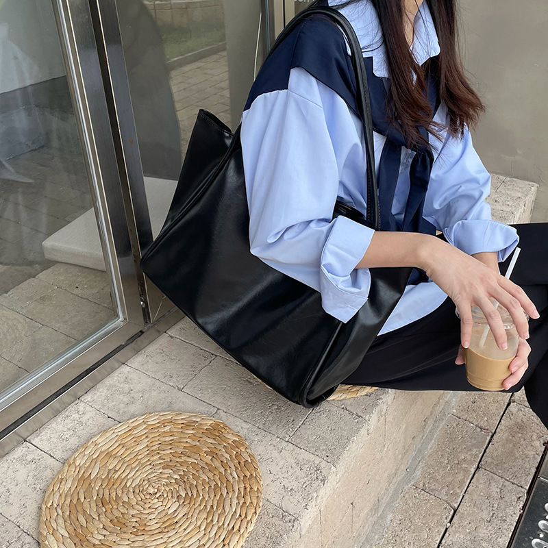 Neue große Umhängetasche im koreanischen Stil, einfaches Design, große Kapazität, für Mädchen und Frauen, lässige Einkaufstasche unter dem Arm_voghion.com
