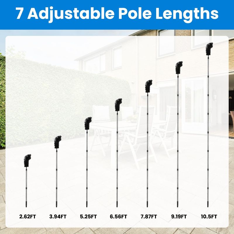 11.5FT Gutter Cleaning Brush With Telescoping Handle Rain Gutter Cleaner Extendable Gutter Cleaning Tool From The Ground With 2 Angled Brushes Anti-slip Gloves Goggles_voghion.com