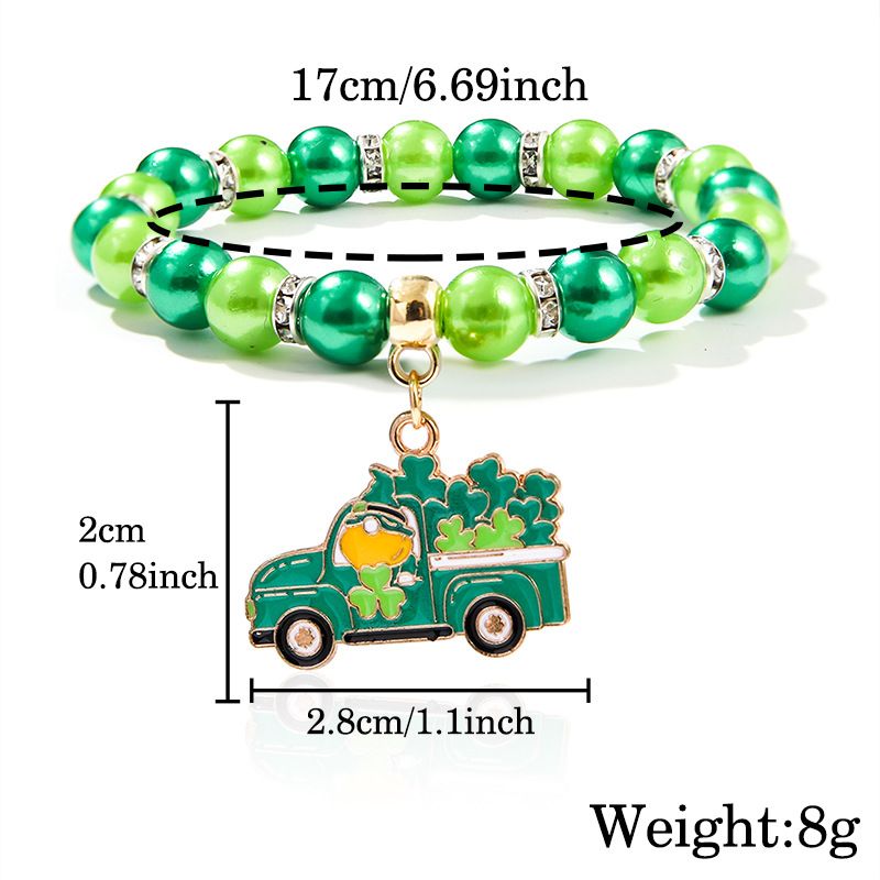 St. Patrick beaded bracelet niche pearl acrylic bracelet alloy pendant jewelry_voghion.com