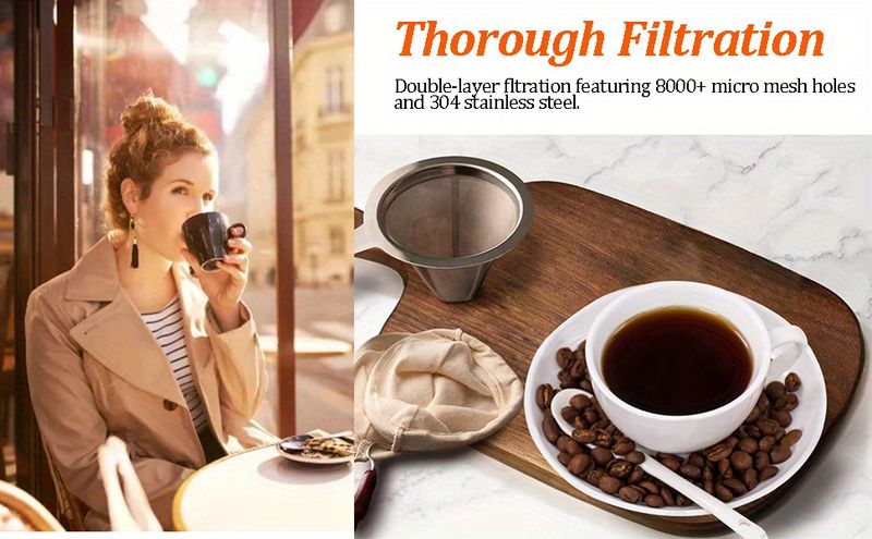 Macchina per caffè con filtro in acciaio inossidabile a doppio strato, caffettiera manuale a goccia da 400 ml/14 oz e caffettiera in vetro (400 ml/14 oz)_voghion.com