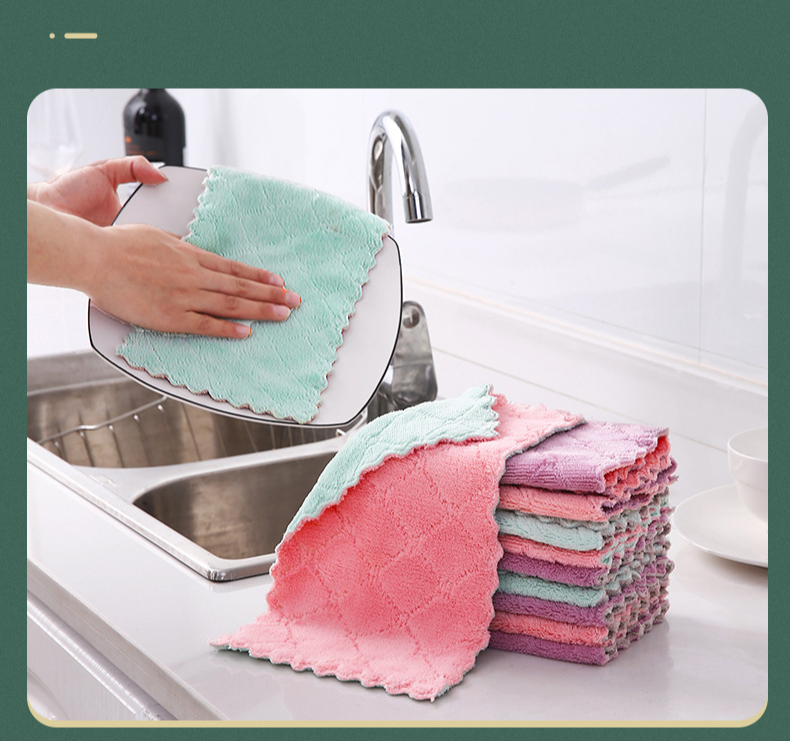 3 pçs/5 pçs/10 pçs toalha de microfibra absorvente pano de limpeza de cozinha antiaderente óleo prato toalha trapos guardanapos utensílios de mesa toalha de limpeza doméstica_voghion.com