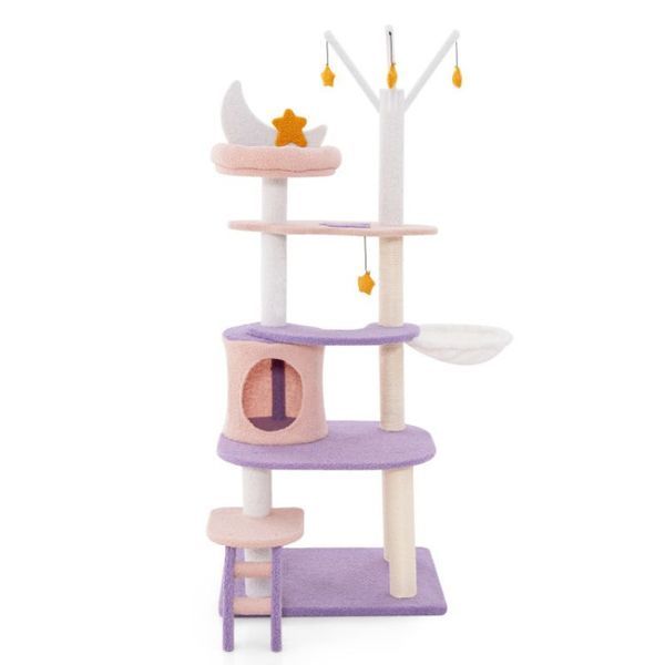 Multi-level Cat Tower With Sisal Covered Scratching Posts_voghion.com
