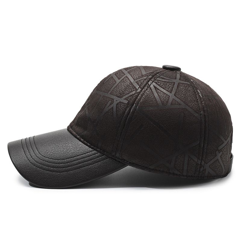 Baseballmütze für den Außenbereich, warme Sonne, für Herbst und Winter, Entenschnabelmütze, einfache, lässige Herren-Ledermütze_voghion.com