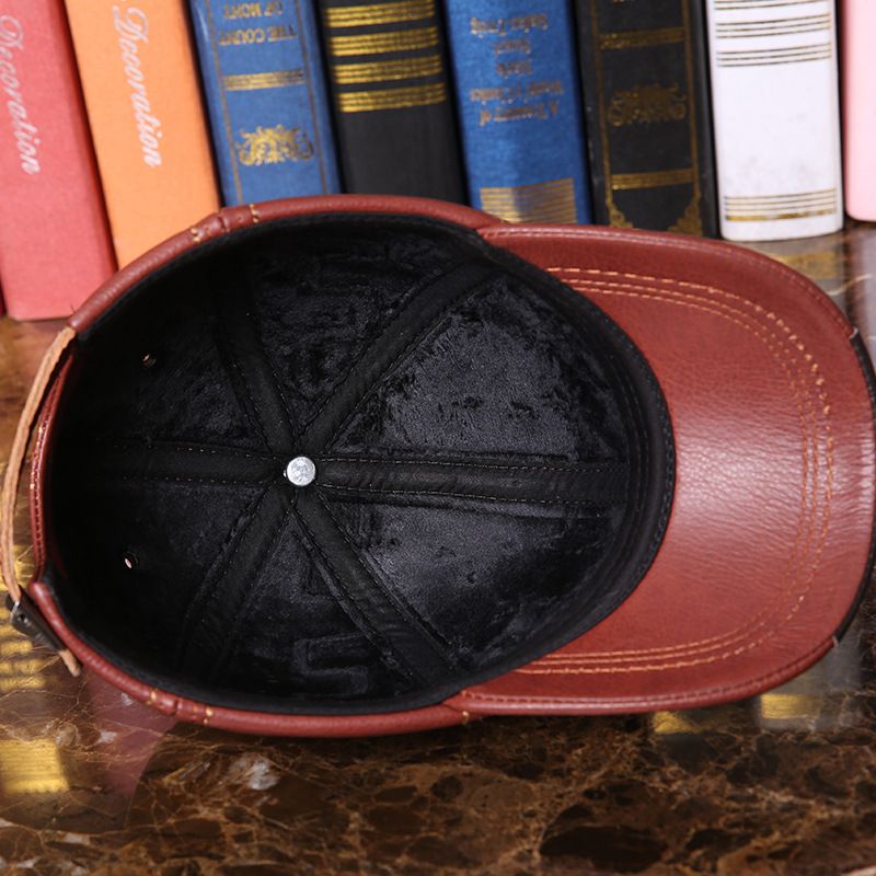 Cappello da baseball da uomo e da donna, in vera pelle, per esterni, da sole, autunno e inverno, caldo, foderato in pile_voghion.com