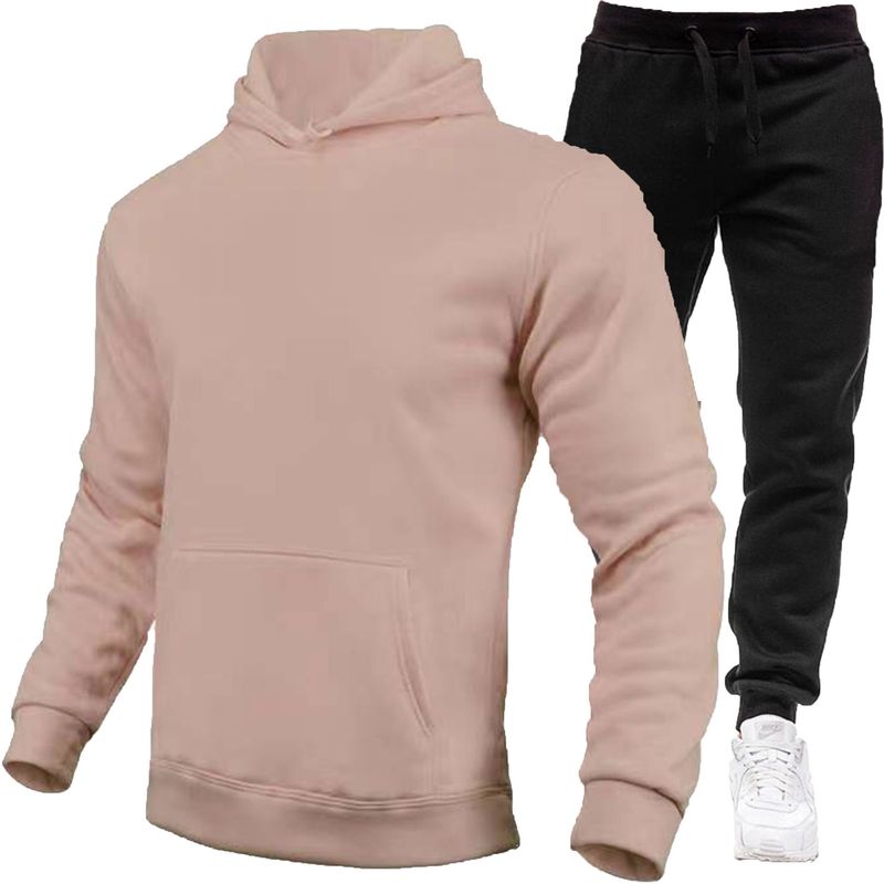 Pull de sport ensemble de pull à capuche en polaire à la mode pour hommes_voghion.com