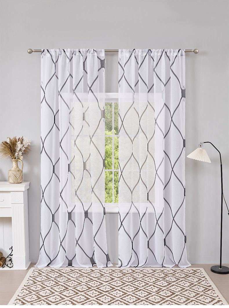 Tende in voile a quadri – Tende leggere e trasparenti per finestre (tasca porta-asta in 100% poliestere, traspiranti e semitrasparenti)_voghion.com