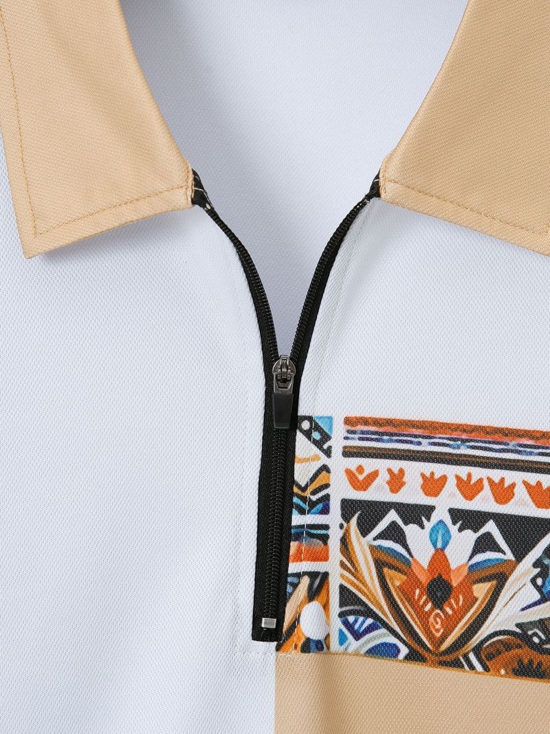 Men's Clothing Summer Men's New Printed Zipper Color Matching Short Sleeved Shorts Two Piece Casual Suit_voghion.com