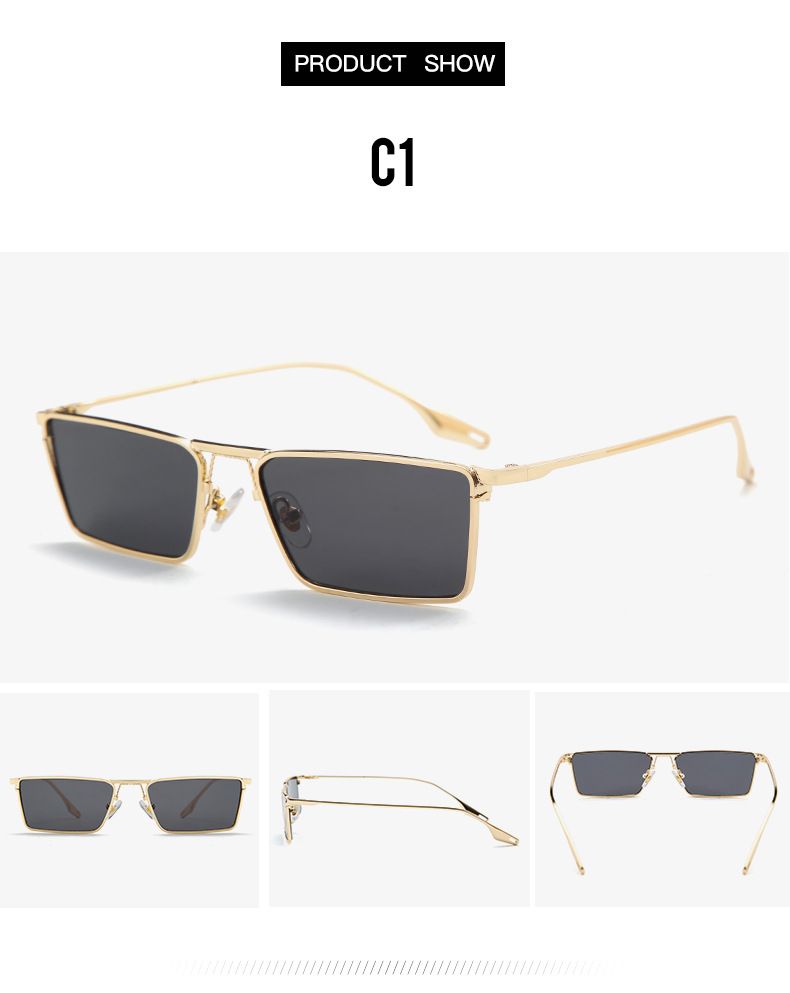 2021 Kleines Gesicht Transparente Persönlichkeit Quadratische Goldrahmenbrille 50702 Neue trendige Sonnenbrille_voghion.com