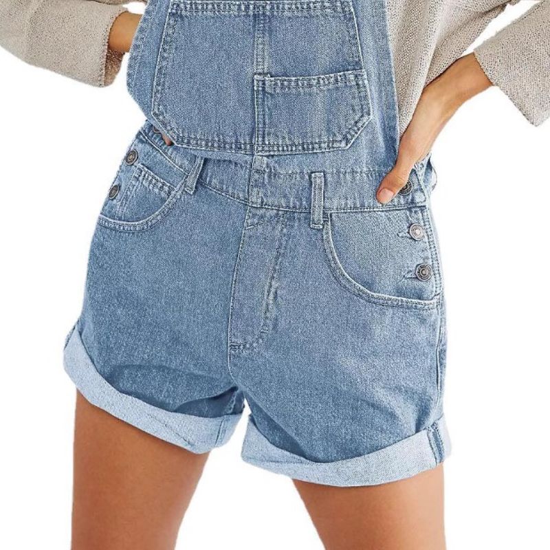 K Fashion Lose Multi-Pocket-Overalls Jeans für Damen_voghion.com