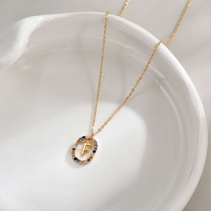 Fashion New Fashion 26 Pendant Sterg Sier Colorful Zirconia Letter Necklace Gift for Women Fine Jewelry_voghion.com