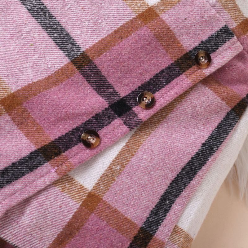 Completo da bambina con maglia a maniche lunghe con scollo quadrato e gonna a pantaloncini irregolari a quadri, in morbido cotone, da 2 pezzi, per la primavera e l'autunno._voghion.com