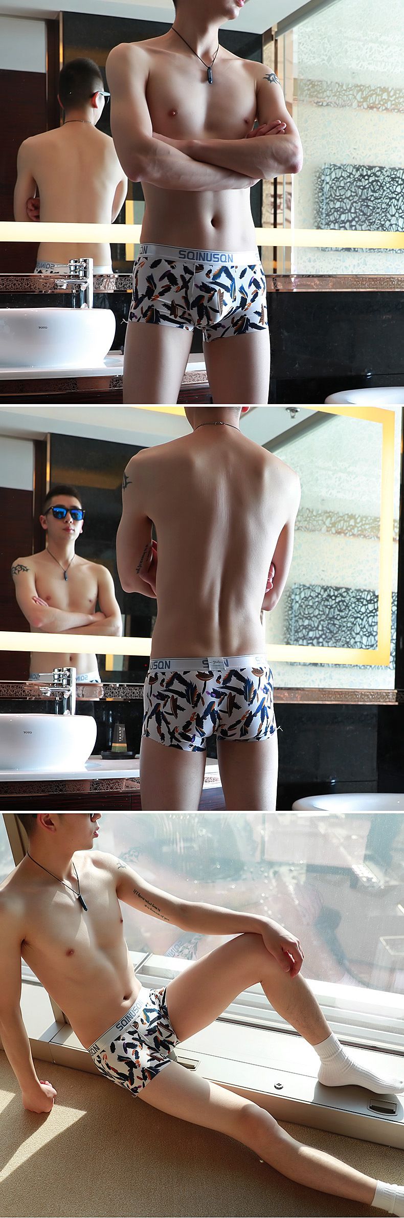 Herren-Boxershorts aus Eisseide – atmungsaktive, weiche und bequeme Unterwäsche mit stylischen Drucken, niedrige Leibhöhe, mehrere Größen und Farben_voghion.com